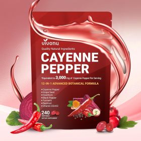 VivoNu Cayenne Pepper Softgels Supplement, Supports Leg Vein, Heart and Blood Vessel Health, with Vitamin E D3+K2 and Extracts of Grape Seed, Haw